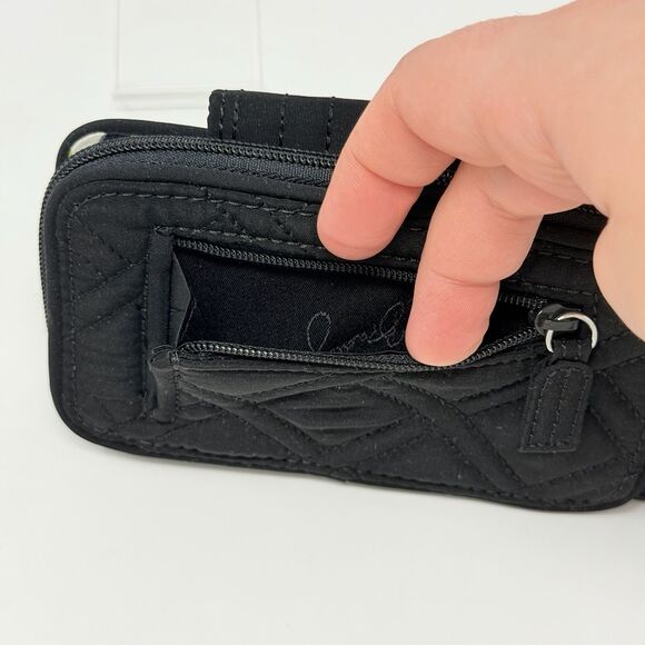 Vera Bradley Black Quilted Wristlet Wallet Zip Around ID Coin Purse NWOT - Picture 6 of 16